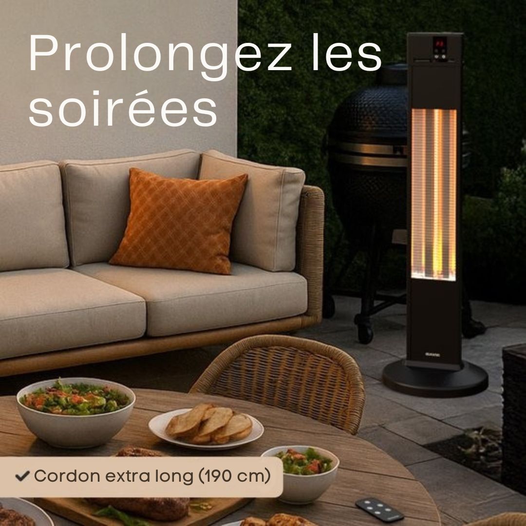 Chauffage infrarouge - Auronic - Debout - 20m2 - Electrique - 2000W - Télécommande - 3 niveaux - Noir