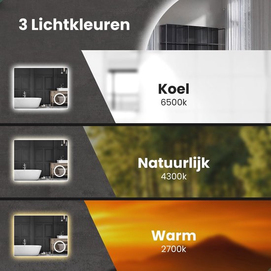 Mirlux Miroir de salle de bain avec éclairage LED et chauffage - Miroir mural ovale - Miroir de douche anti-condensation - 90x60CM