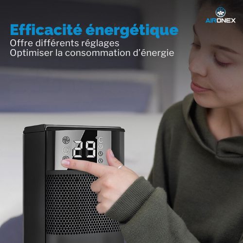 Aironex - Radiateur électrique - En céramique - 1000 W - Jusqu'à 20 m² - Noir