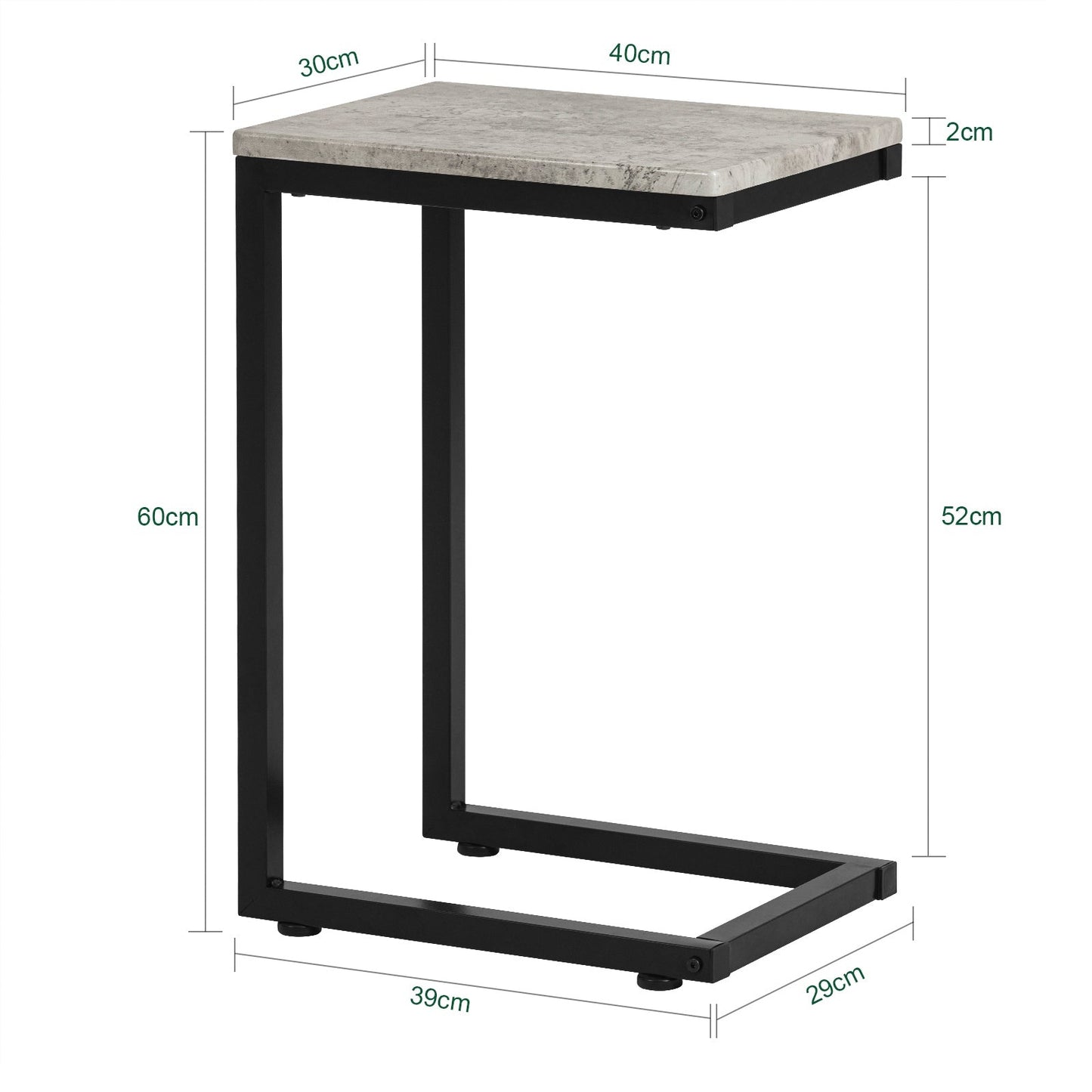SoBuy FBT44-HG Table d'appoint - Support métal - 30x60x40 cm -Gris