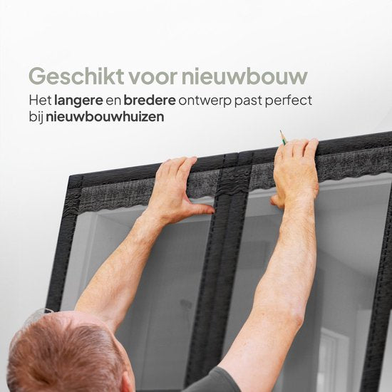 O'DADDY® Rideau de porte Deluxe FIBER - Rideau anti-moustiques magnétique - Pour les nouvelles constructions et les portes standard - Installation facile - Moustiquaire de porte noire - 100x220 cm