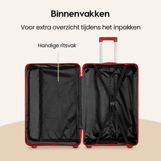 SKYCASES Urban Adventurer - Valise de voyage moyenne - Verrouillage par numéro - 44x27x66cm - 78L - Valise de voyage avec verrouillage de valise - Roues pivotantes - Rouge V2