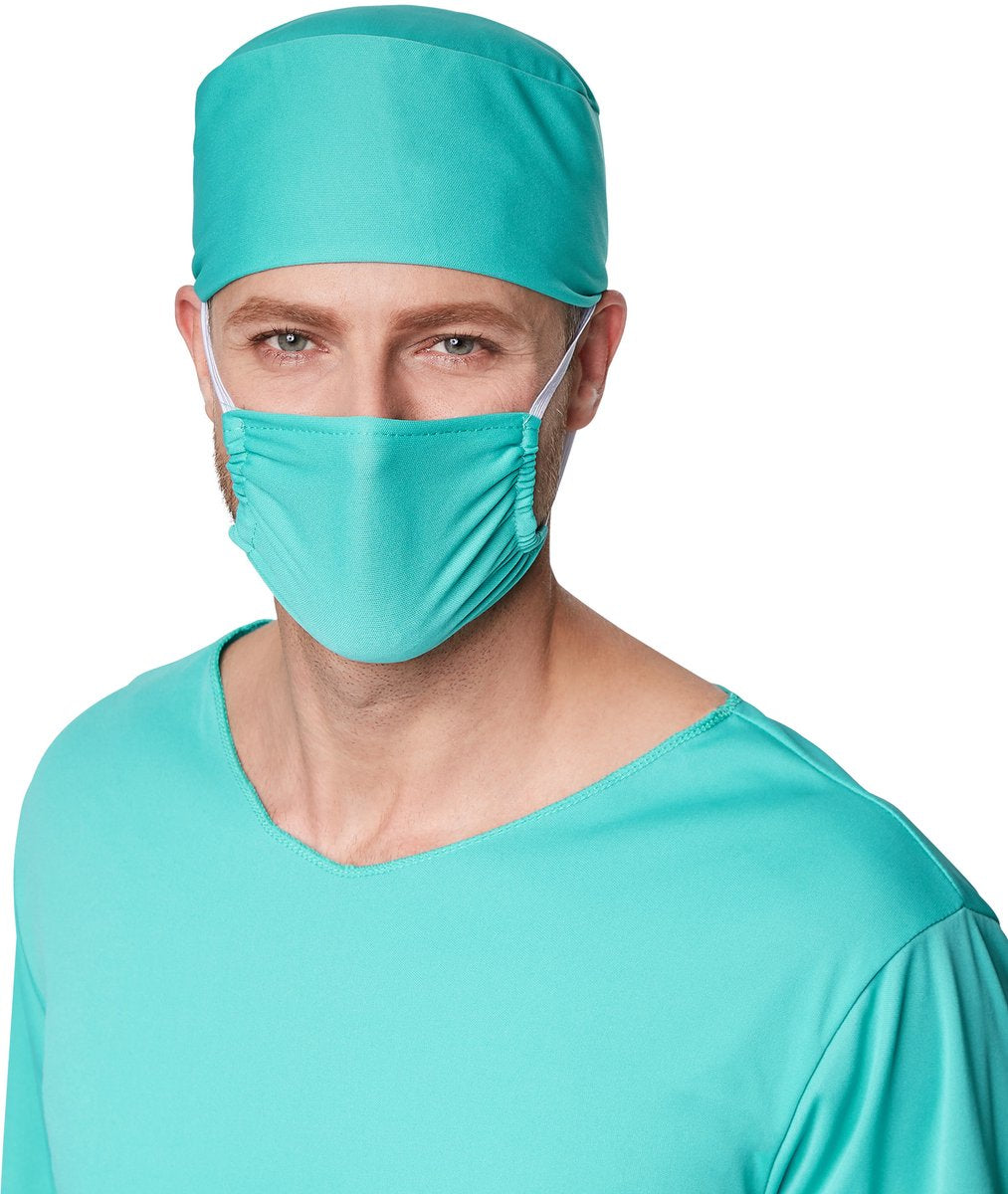 Dressforfun - Costume de chirurgien pour homme - Costume de médecin complet avec pantalon, haut, masque buccal et coiffe pour le carnaval, Halloween et les fêtes - Taille M
