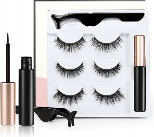 Faux Cils magnétiques Rheme - Eyeliner et pince à épiler - Extension de cils - 3 paires de faux cils - Set de cils