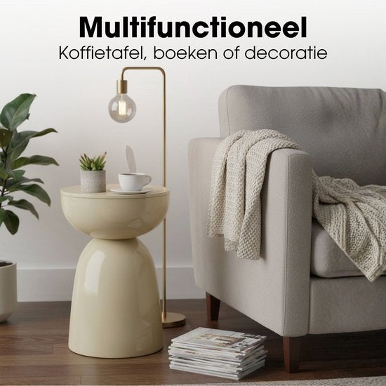 Mica Decorations Elliot Table d'appoint - Table d'appoint ronde H45 x Ø32 cm - Petite table d'appoint pour le salon ou la chambre - Idéale comme table pour plantes - Fer avec revêtement par poudrage - Beige
