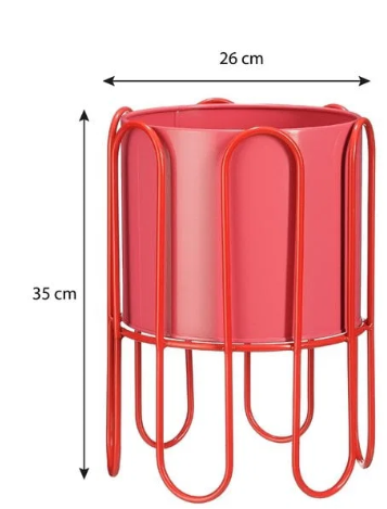 Mica Decorations Dione : pot de fleurs sur pied - Rose/Rouge - H 35 x Ø 25,5 cm