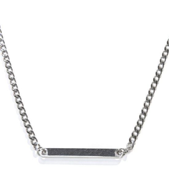 Laura Ferini Ladies Necklace Facile Silver - Chaîne à maillons en argent avec plaque - Plaqué or blanc 18 carats - Collier - Collier - Bijoux - Accessoires - Collier pour dames avec pendentif