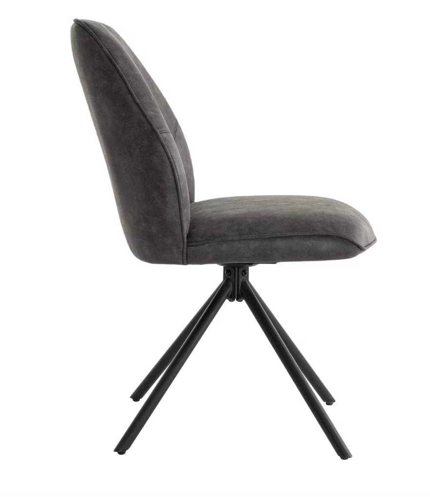 Criks Design - Nova Swivel Dining Chair 2 Pieces - 54 x 64 x 87 cm - Piétement pivotant à 180°, fonction retour automatique et assise en contreplaqué - Pour la salle à manger et le bureau - Cuir écologique et métal anthracite