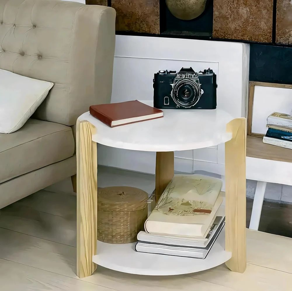 SoBuy Table d'appoint - Bois - Ø31 cm - Blanc