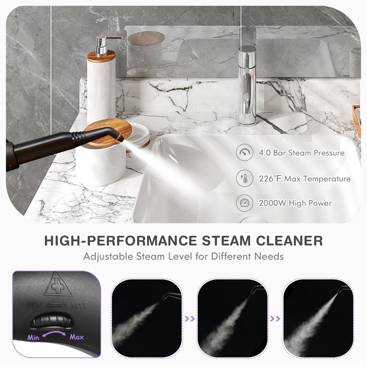 Coast Nettoyeur vapeur multifonction - Accessoires inclus - 2000W - Réservoir 1.5L - Violet