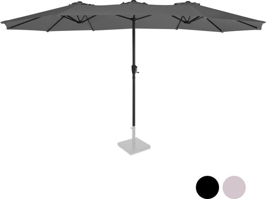 VONROC Premium Parasol Iseo - 460x270cm - Parasol double - Durable - Toile résistante aux UV - Gris - Housse de protection incluse