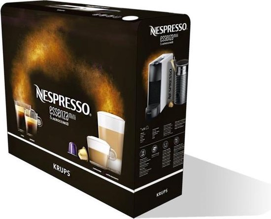 Krups Nespresso Essenza Mini XN1118 - Machine à café à dosettes - Noire - Avec mousseur à lait - Compacte - Pour dosettes Nespresso