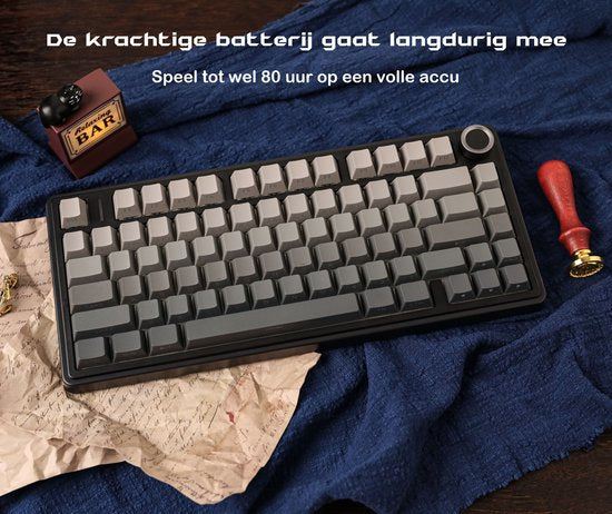 EPOMAKER x AULA F75 - Noir/Gris - Clavier mécanique sans fil - RGB - 75 % - QWERTY - Clavier gaming - Commutateurs Reaper