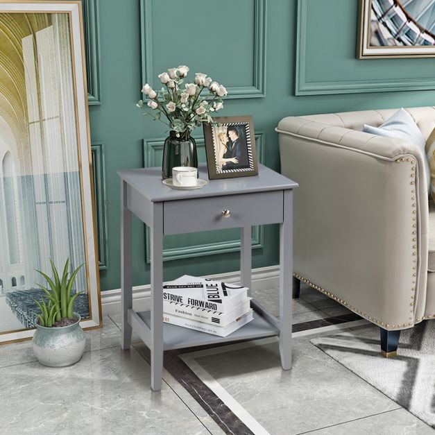 Table d'appoint Coast avec tiroir - 48 x 36 x 62 cm - Gris