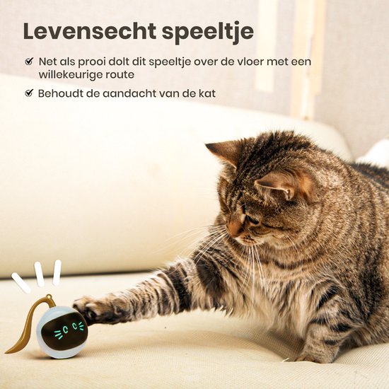 Otiume Balle interactive pour chat - Auto-roulante - Rechargeable par USB - Jouet