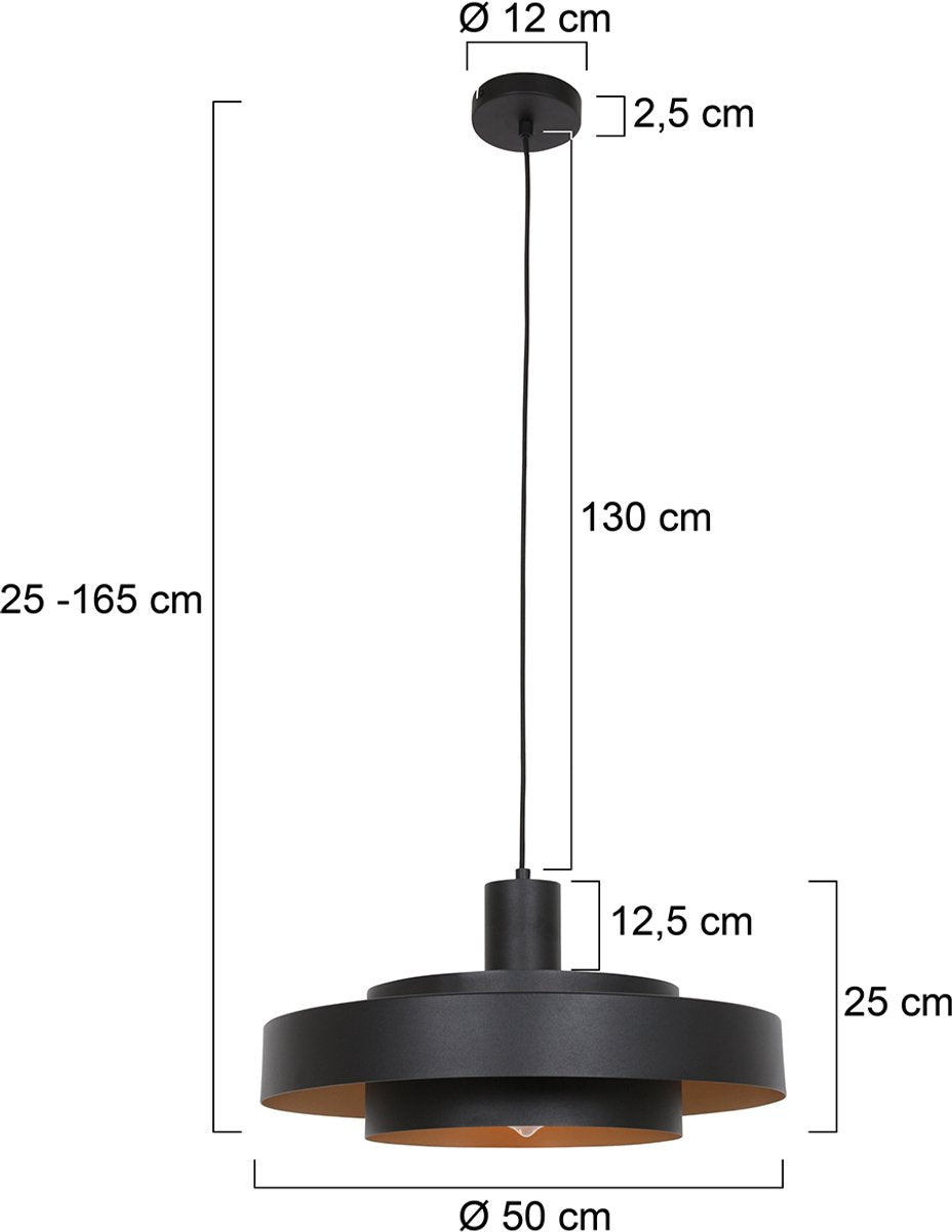 Anne Lighting Lampe pendante Flinter - Ø50 cm - Métal - E27 - Noir