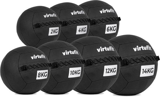 VirtuFit Wall Ball Pro - 7 kg - Fitness - Hyrox Training - Noir - Ballon lesté - Ballon de musculation - Ballon d'entraînement - Wall Ball - Ballon médicinal