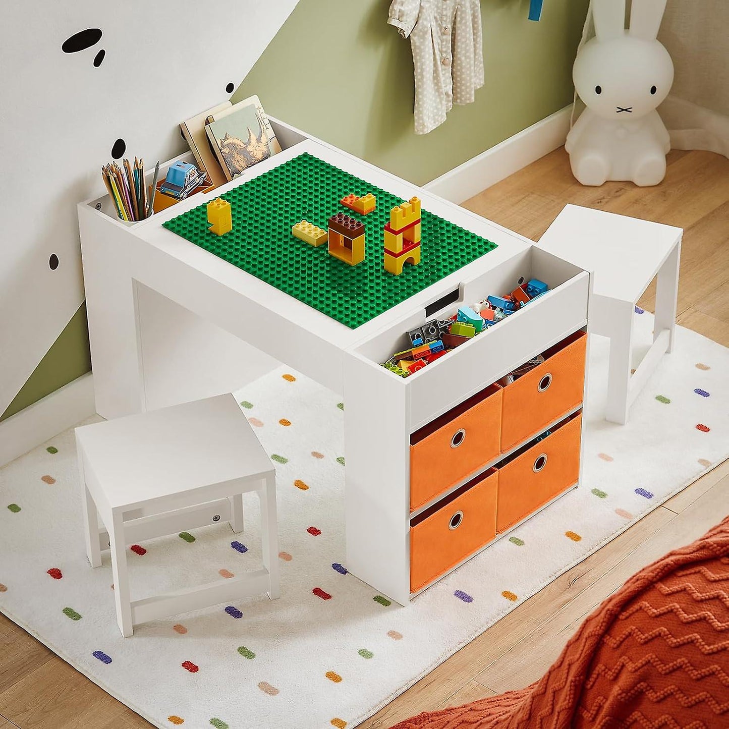 SoBuy Table enfant - KMB75-W - MDF - Table et tabouret - 87x50x50cm - Blanc