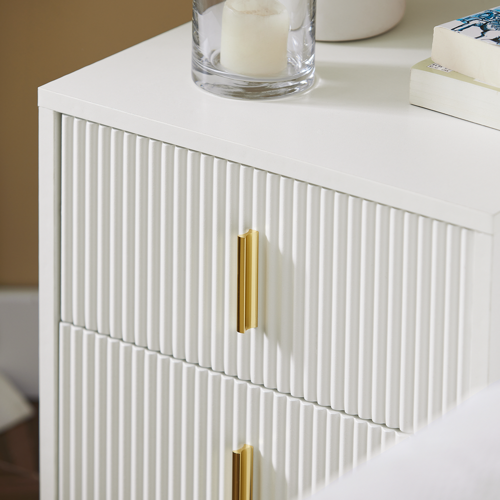 SoBuy Table de chevet avec 2 tiroirs - 40x40x47 cm - Blanc