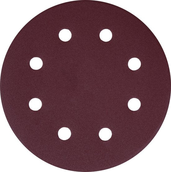 VONROC Jeu de papier de verre - 180MM - 25 pièces - Pour ponceuses - Fixation Velcro incluse