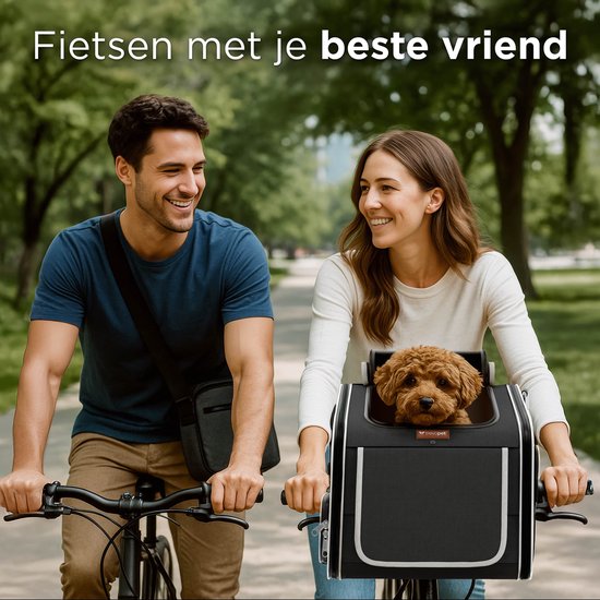 Trevopet® Panier à vélo pour chien - Panier à vélo 4 en 1 pour chien, sac de transport, sac à dos et siège auto - Convient aux vélos électriques - Pour les chiens jusqu'à 8 kg - Noir