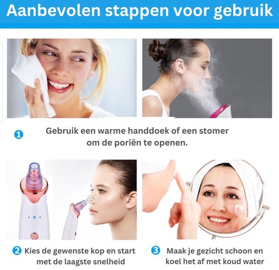 DAKANNA® - Élimination des points noirs - Élimination des points noirs - Élimination des points noirs - Soins du visage - Électrique - Acné - Aspirateur - Soins de la peau - Jeu d'outils multiples