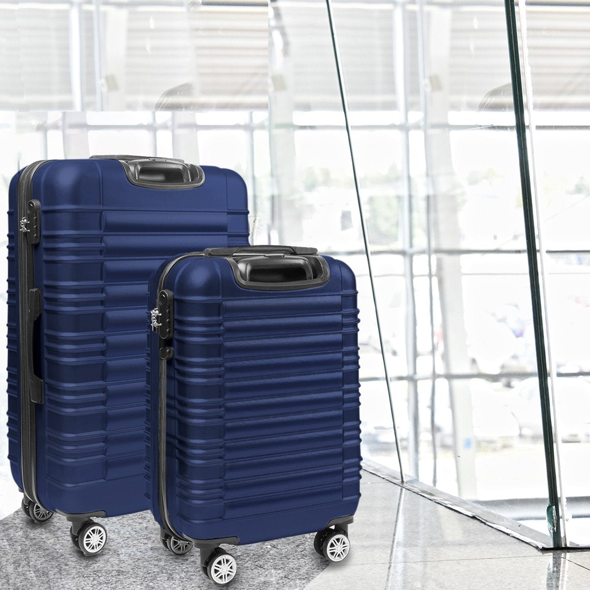 Lot de 2 valises TRVLMORE - 38L + 100L - Bleu foncé