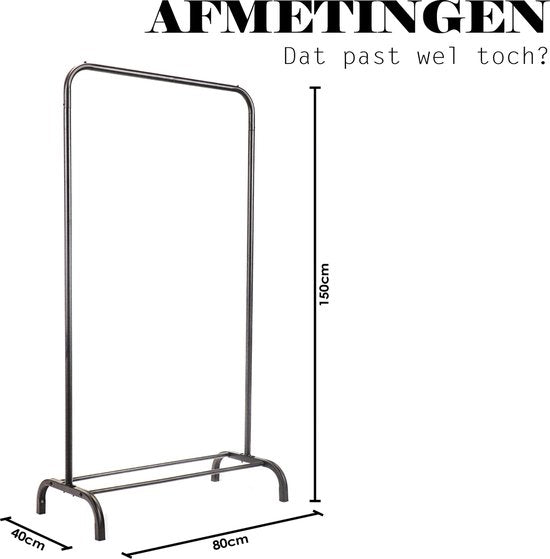 Porte-vêtements Housevitamin Noir - Capacité de charge jusqu'à 30 kg - 80 x 40 x 150 cm