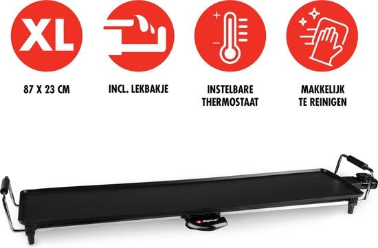 Plancha Teppanyaki Alpina - XL - Thermostat réglable - 1800 watts