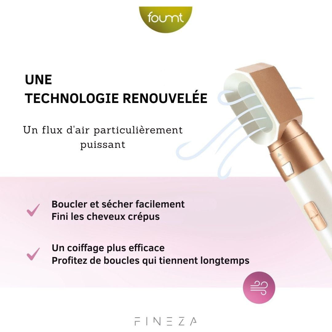 Brosse coiffante 5 en 1 - Fineza - 4 Embouts - Blanc/Or Rose