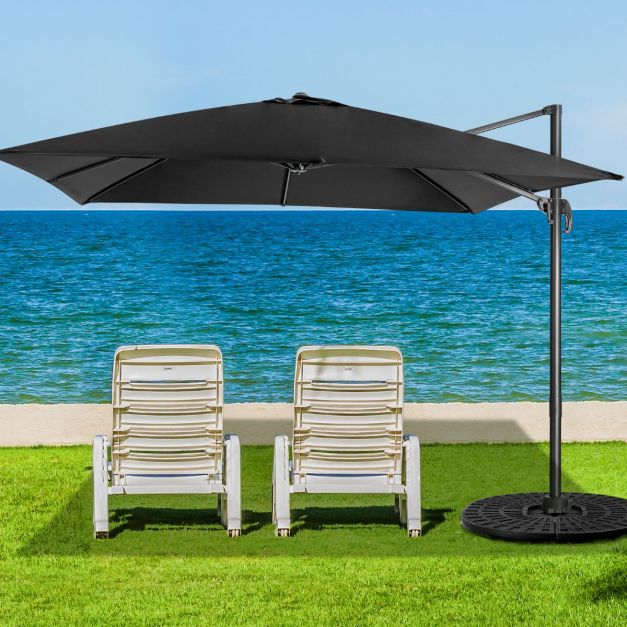Parasol flottant Coast noir - 300 x 300 cm - orientable et inclinable à 360