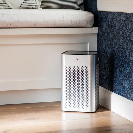 Purificateur d'air Medify Air MA-25 – 170 m³/h – Filtre HEPA H13 et commande tactile – Mode nuit – Filtre à air contre le rhume des foins, les allergies et les acariens – Argent