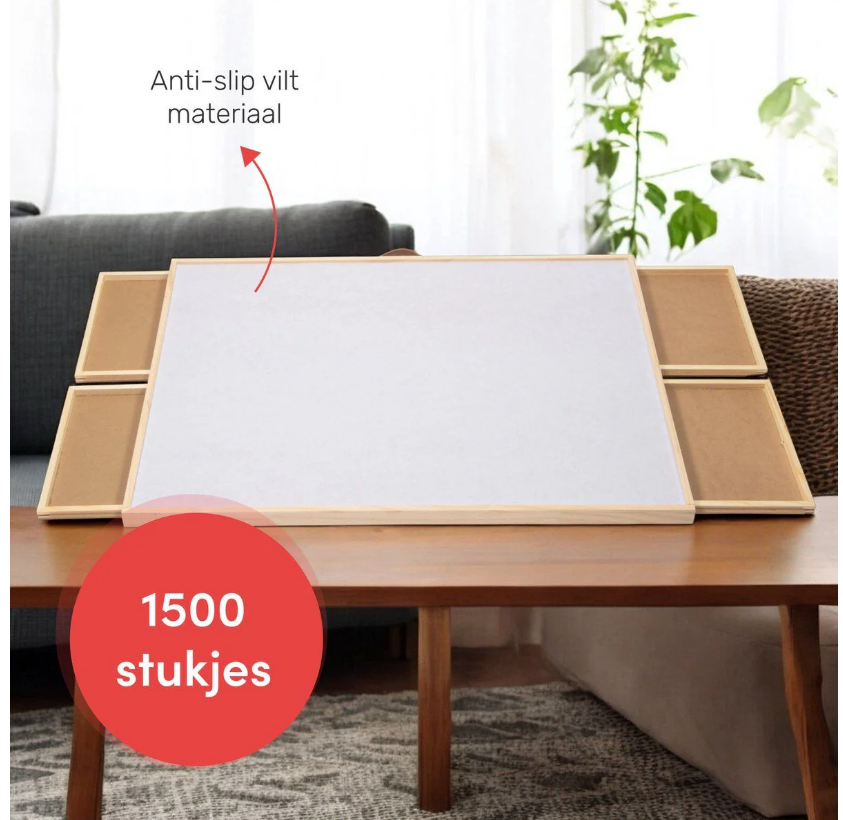 DIYDash Table de puzzle pivotante avec système de rangement - 1500 pièces - 4 tiroirs - tapis - planche - plateau - étagère - Deluxe - tapis roulant - tissu - pour puzzles - 1000
