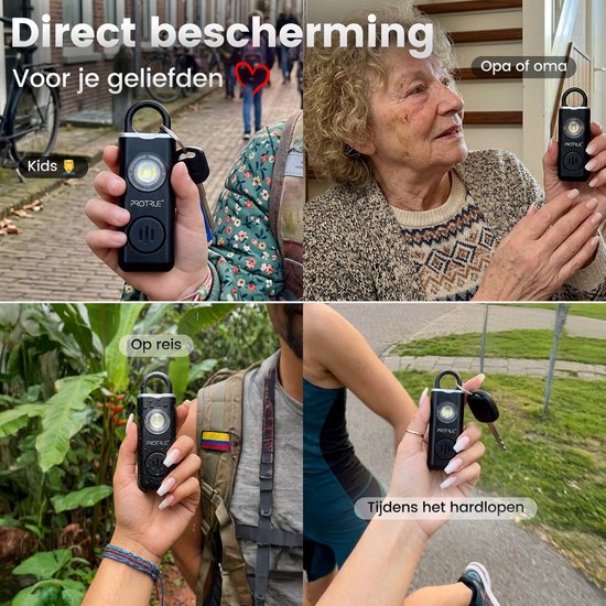 Alarme personnelle - Porte-clés d'autodéfense - Alarme de poche 130 dB avec lampe de poche - Spray au poivre - Rechargeable