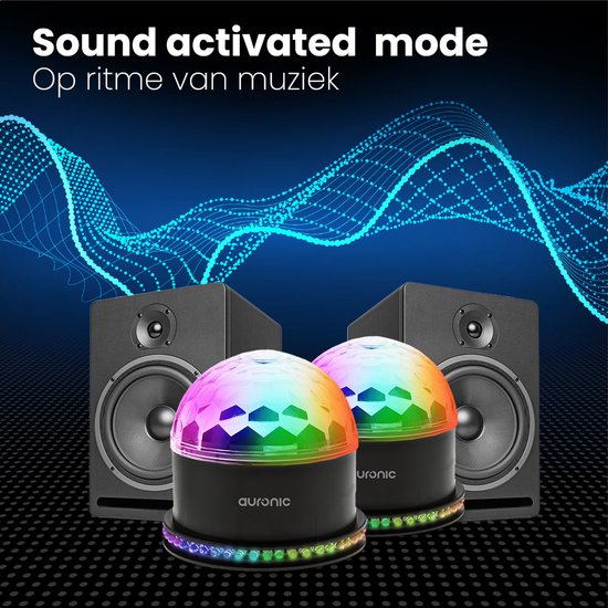 Auronic Rotating Discolamp - Duo Pack - Discoball - LED - Lumière de discothèque - Télécommande et contrôle musical - Enfants/Adultes