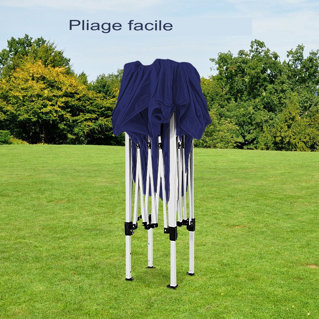 Tonnelle de jardin - LifeGoods - 3x3 m - Pavillon - Pliable - Imperméable - Avec sac de transport - Bleu