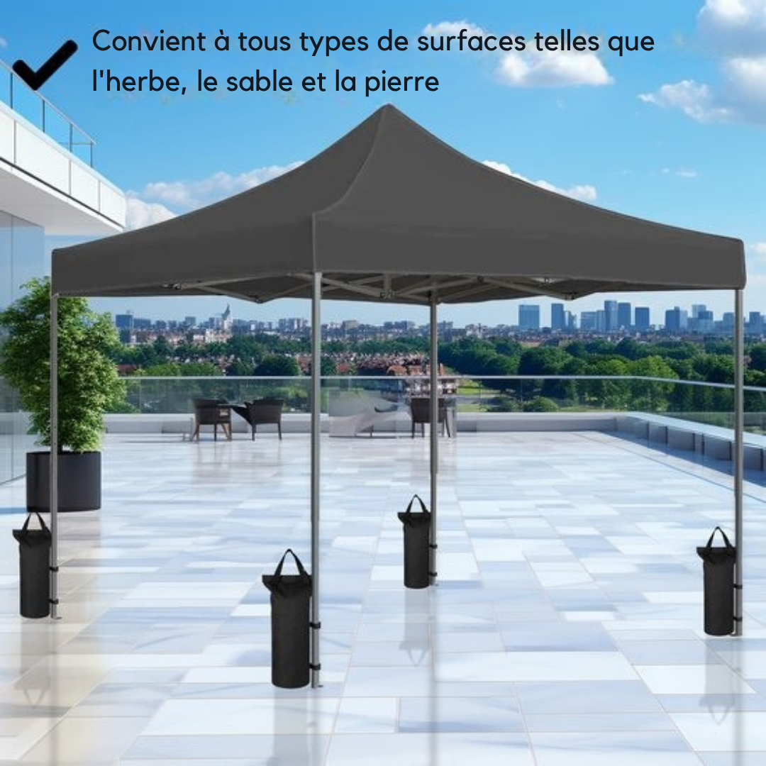 Tente de fête Brixy - Pliable - Etanche - 3x3m - H280/310cm - Noir