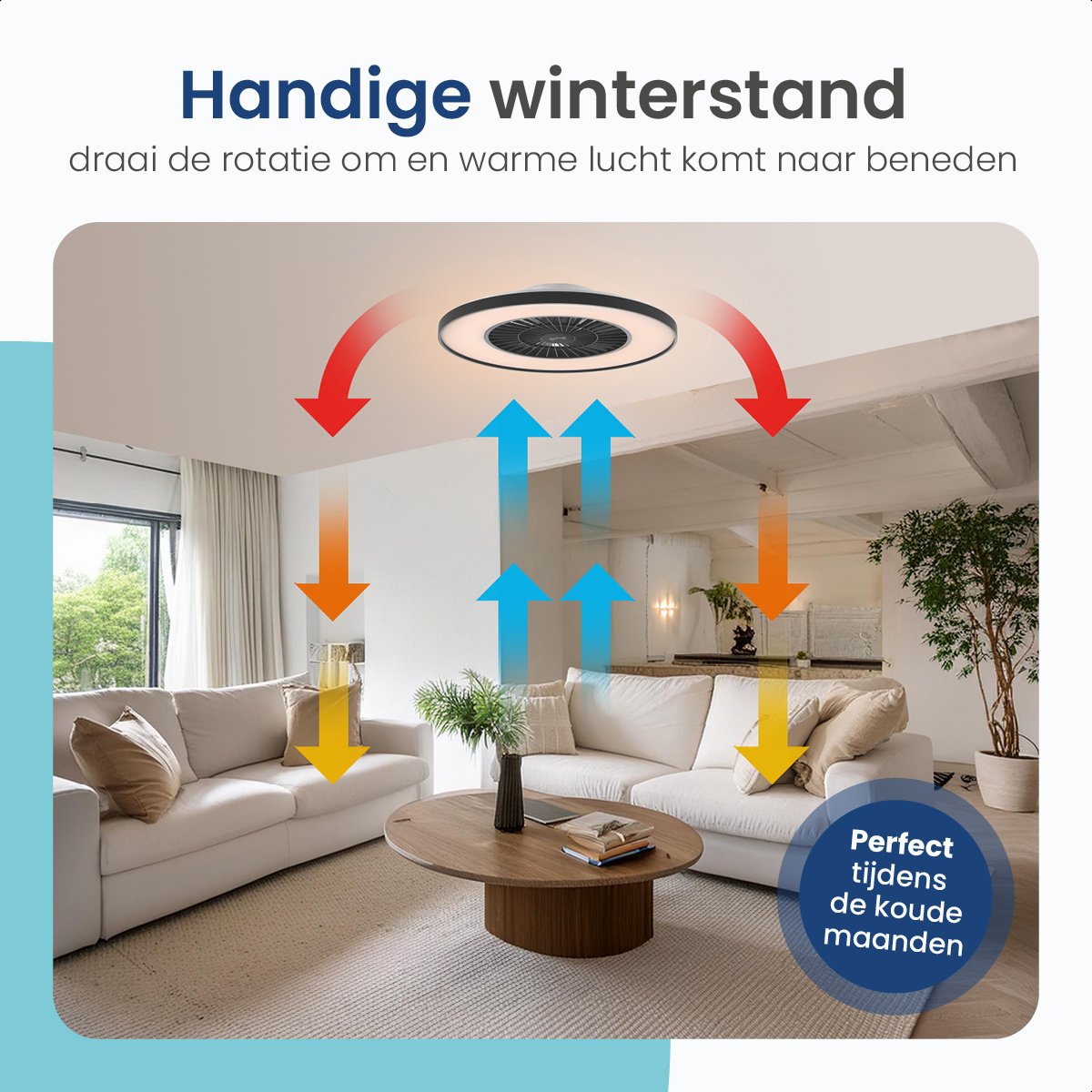 Gologi Ventilateur de plafond avec éclairage - Ø60 cm - LED RGBW - 6 niveaux - Lampe de plafond de chambre - Lampe de plafond avec ventilateur - Avec télécommande et application - Noir