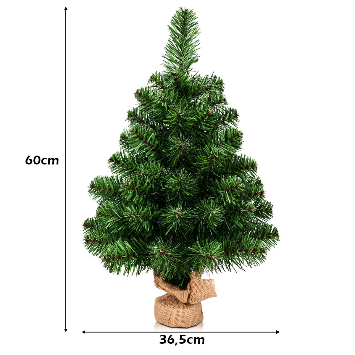 Sapin de Noël artificiel Coast, branches de pin en PVC - 60 cm - socle en ciment - branches réalistes - vert