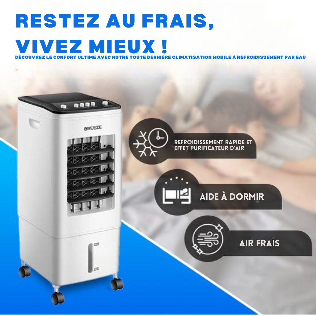 Rafraîchisseur d'air Breeze pour chambre à coucher - Rafraîchisseur d'air mobile sans tuyau de vidange