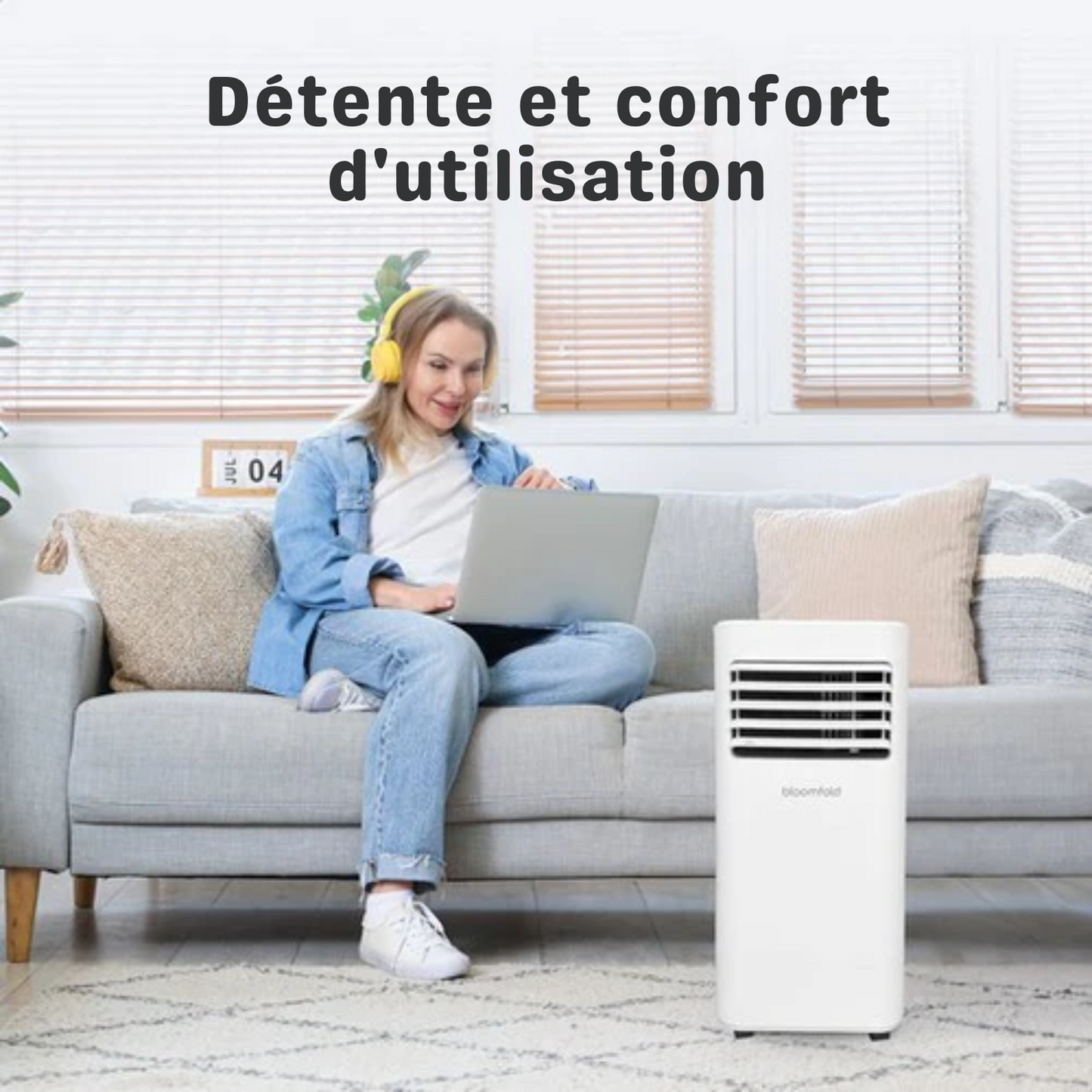 Climatiseur mobile - Bloomfold - 9000 BTU - Silencieux et Facile à Installer - Jusqu'à 25m² - Mode Wifi & Application