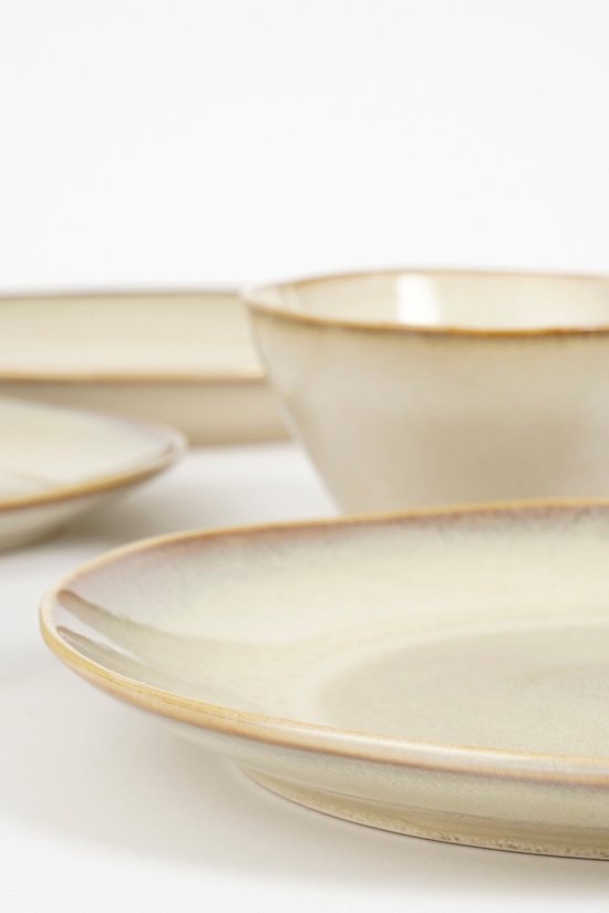 Service de table Mica Decorations Racco, 16 pièces - 4 couverts - Grès - Beige