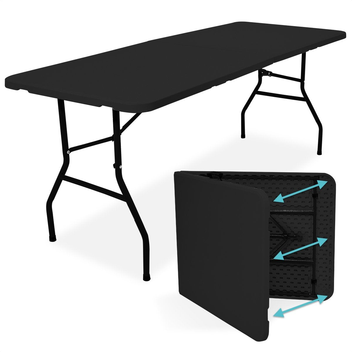 Table pliante LifeGoods - 70x180cm - ajustable et robuste - Résiste aux intempéries - pour l'extérieur - Noir