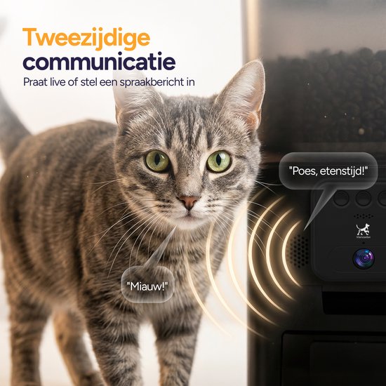 Viervoeter Feed Pro - Mangeoire automatique 6 L - Caméra HD et audio - Chat et chien - Distributeur automatique de nourriture avec application - Noir