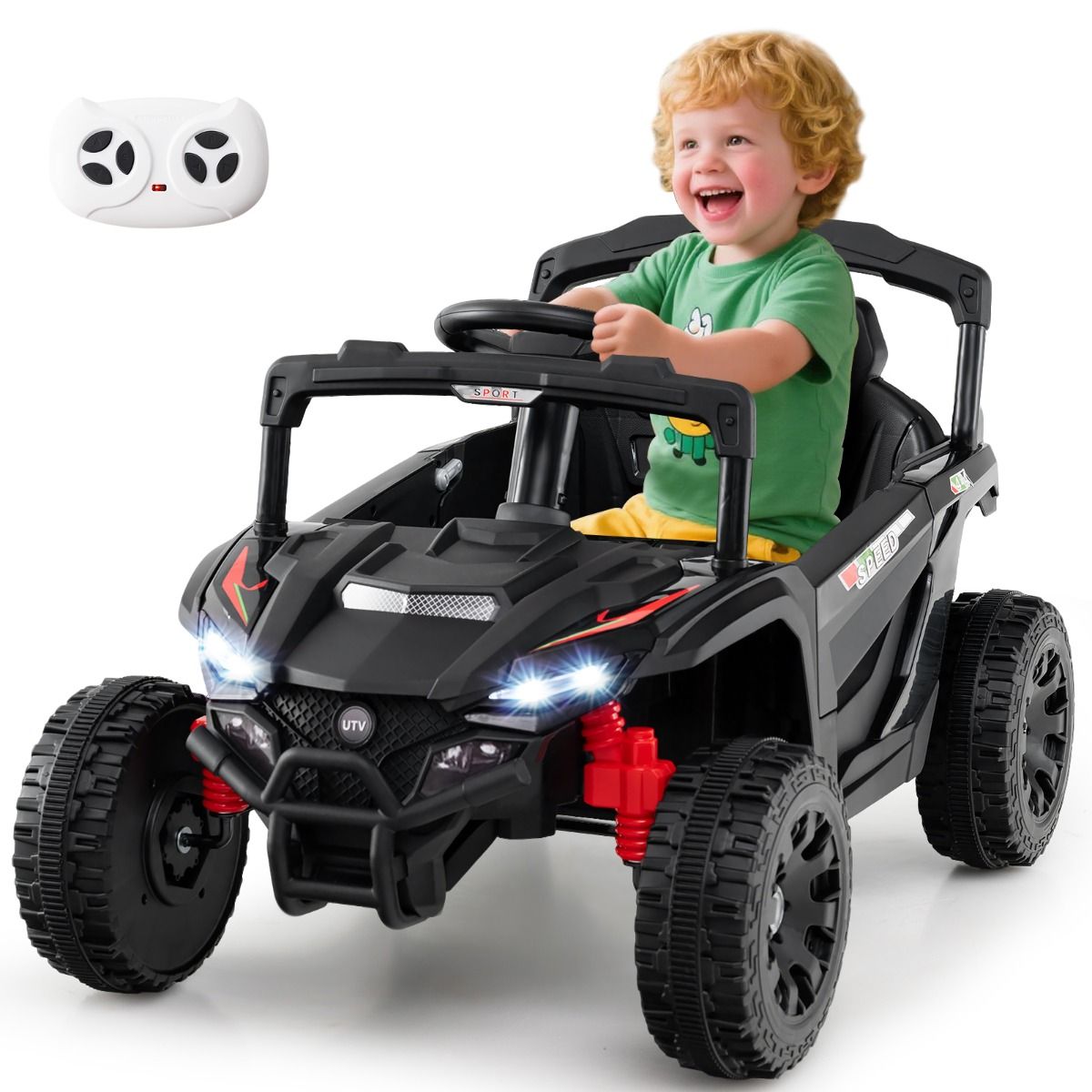 Voiture électrique pour enfants Coast - batterie 12 V - télécommande - UTV noir - à partir de 3 ans