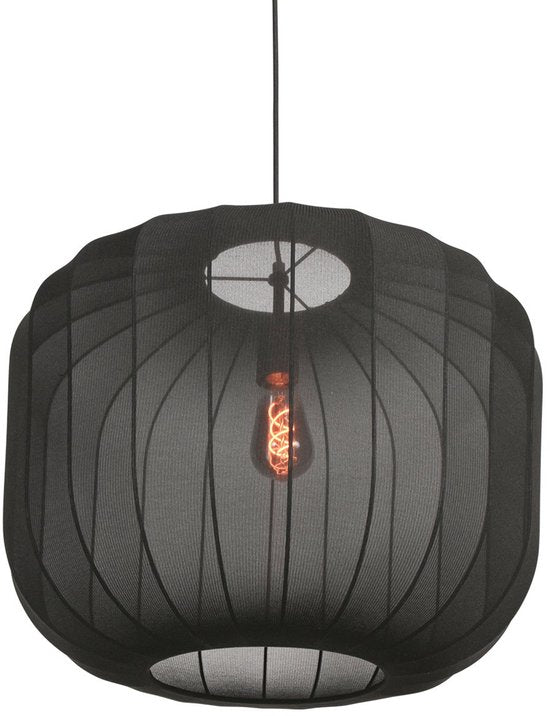 Anne Lighting - suspension - Sable - noir - lin et métal - Ø 55 cm - E27 - 4192ZW