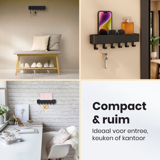 Porte-clés Duna - Porte-clés - Autocollant - Porte-clés moderne avec tapis en silicone - Acier inoxydable - Noir
