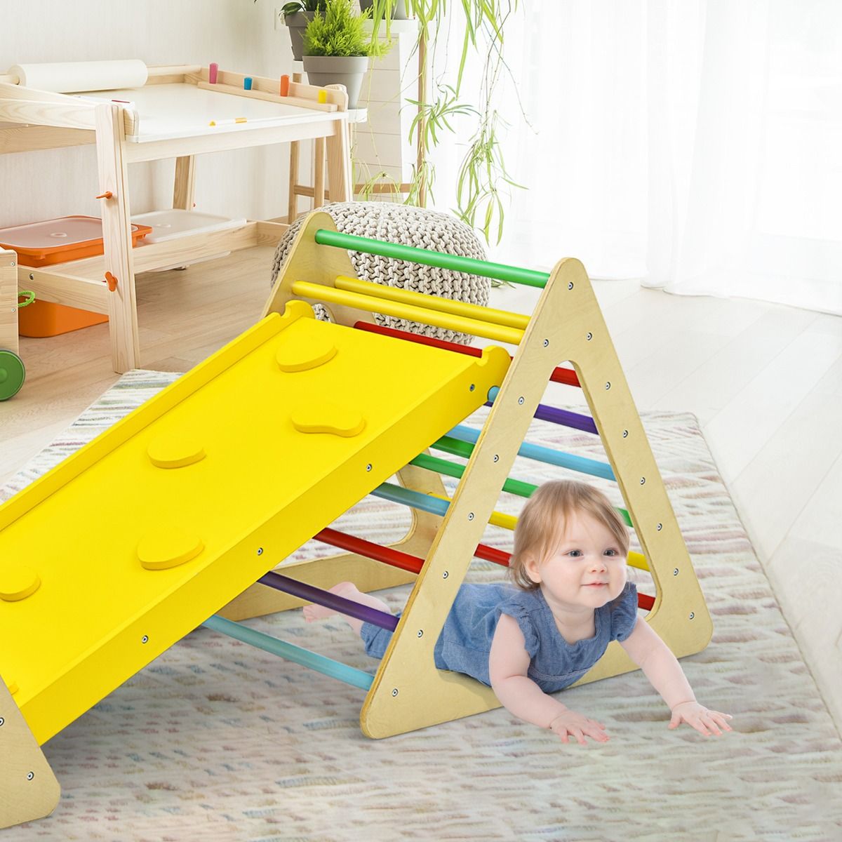 Coast 3-in-1 jouets d'escalade pour enfants - coloré - Grande échelle triangulaire 79.5x59.5x70 cm, Petite échelle triangulaire 59.5x51x45 cm, Rampe d'escalade 110x48x7.5 cm