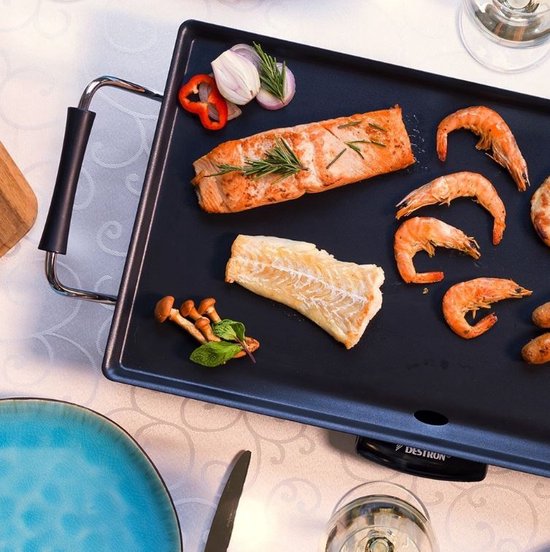 Plaque de cuisson Bestron - ABP602 - 2000 W - Gourmet, plaque de grill M 47 x 26 cm - 4 à 6 personnes - Noir - Garantie 5 ans