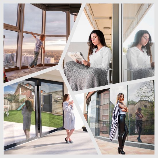 Film de protection solaire pour fenêtres Homewell® - 90 x 300 cm – Isolant et résistant à la chaleur - Protection contre les regards indiscrets - Compatible HR++(+) – Effet miroir à 15 % - Argent